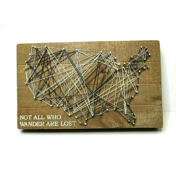 Travel String Art U.S. Map Wall Plaque Not All Who Wander Are Lost Campi…